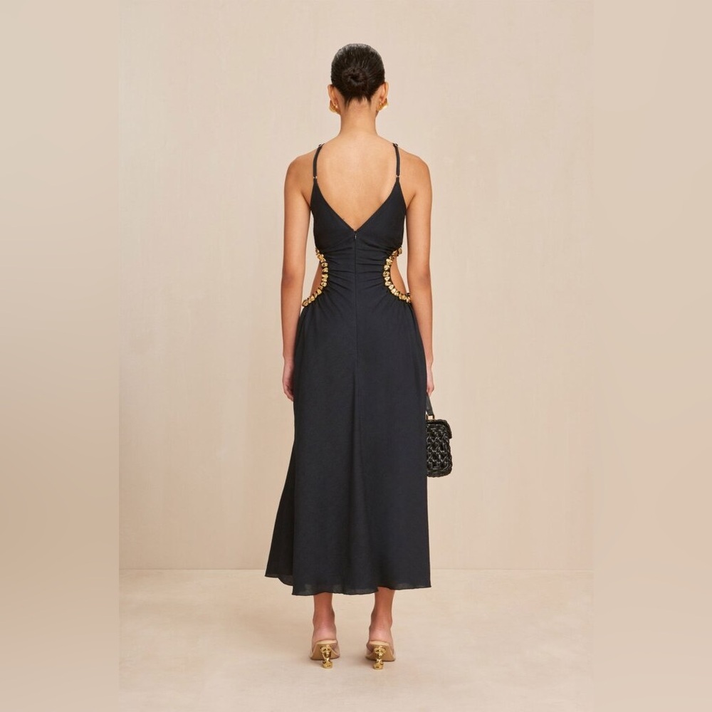 NWT Cult Gaia Silvia Embellished Faille Cut-Out Midi-Dress - Picture 7 of 11